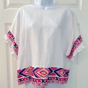 Falls Creek hip length embroidered top